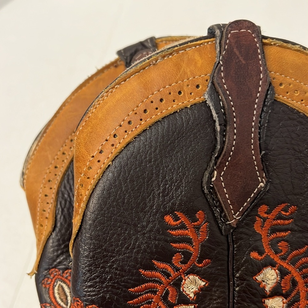 LA SIERRA WOMENS WESTERN BOOTS FLORAL & LEATHER CRAZY TANG 7.5 - Picture 12 of 17